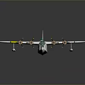 Vintage White Airplane Model With Four Propellers Yellow Green Wing Stripes And Red Logo