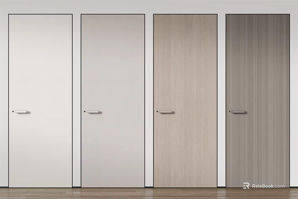 Modern Hinged Doors with Sleek Handles in Various Colors for Home Interiors 3d model 