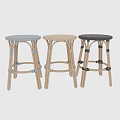 Rattan Stool With Crossed Weave Design Natural Black White Seat Colors