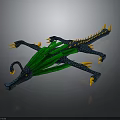 3D Rendered Dragon Character With Green Scales Blue Body And Yellow Claws