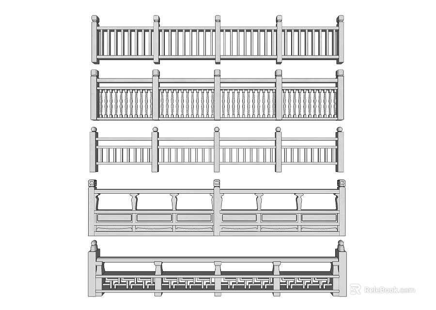 Various Decorative Fence Designs With Intricate Patterns And Diverse Styles 3d model