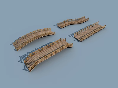Wooden Bridges With Various Architectural Designs And Natural Material Structures 3d model