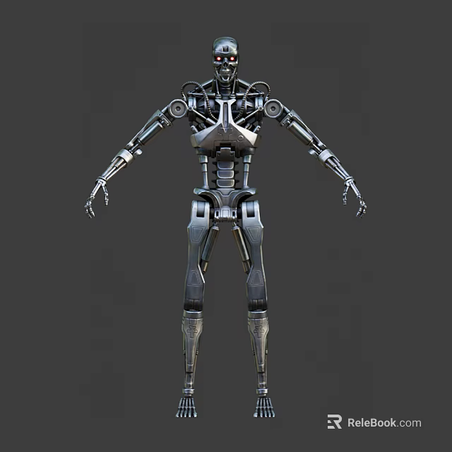 Smart Machine With Metallic Structure Mechanical Limbs Red Eyes And Futuristic Design 3d model 