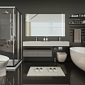 Modern Bathroom Vanity With White Washbasin Mirror And Storage Cabinets