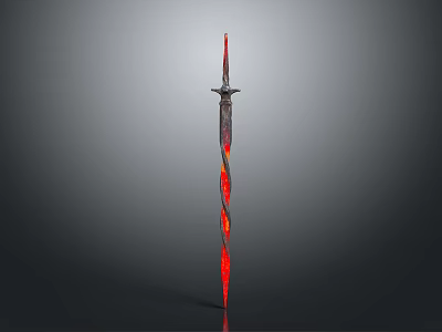 Decorative Fantasy Sword Featuring Red and Black Spiral Patterns Textured Blade and Unique Design 3d model