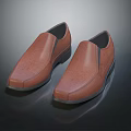 Brown Leather Slip on Shoes with Black Sole and Simple Classic Design