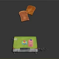 Green Toaster With Popping Orange Toast Slices And Colorful Stickers