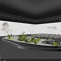 Modern Stage Design With Water Features Decorative Plants Lighting And Steps 3d model