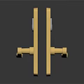 Golden Metal Door Handle with Modern Lock Design and Sleek Shiny Finish