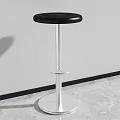 Modern Bar Stool With Black Seat And Silver Metal Frame Minimalist Design