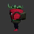 Muscular Strawberry Game Character With Green Leaf Hair Angry Expression Black Belt Bandaged Hands