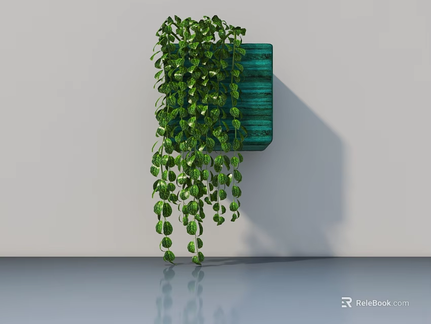 Indoor Green Hanging Basket Plant With Trailing Leaves Wall Mounted Decor 3d model 
