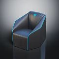 Modern Black Leather Gaming Chair With Blue Accent Lines And Ergonomic Design