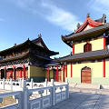 Chinese temple temple architecture 3d model