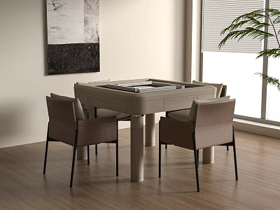 Modern Entertainment Table With Chairs And Board Game In Living Room Interior 3d model