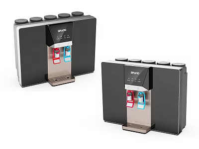 Modern SKG Water Dispensers With Red Blue Buttons And Sleek Black Silver Design 3d model
