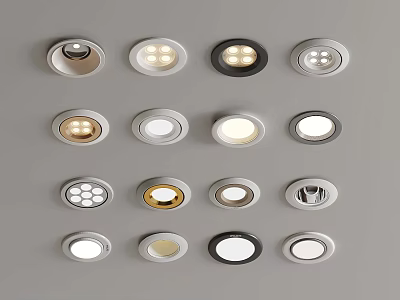 Various Recessed Ceiling Lights With Different Design Styles And Lighting Effects 3d model