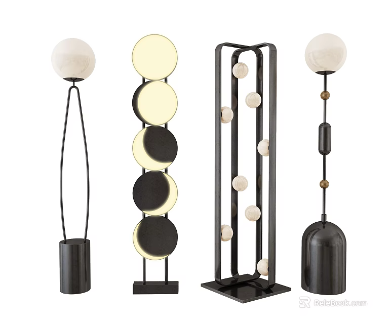 Modern Floor Lamps With Diverse Shapes And Contemporary Design Elements 3d model