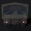 Olive Green Military Truck With Off Road Tires Cargo Bed And Headlights On