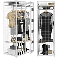 Open Grid Wardrobe Design With Hanging Clothes Hat And Shoes Storage 3d model