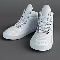 Sleek White High Top Shoes With Perforated Design And Metallic Accent Laces