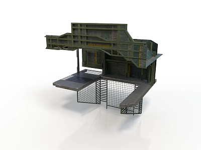 Industrial Equipment Structure With Multi Level Platforms Metal Stairs And Grating 3d model