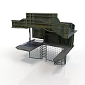 Industrial Equipment Structure With Multi Level Platforms Metal Stairs And Grating