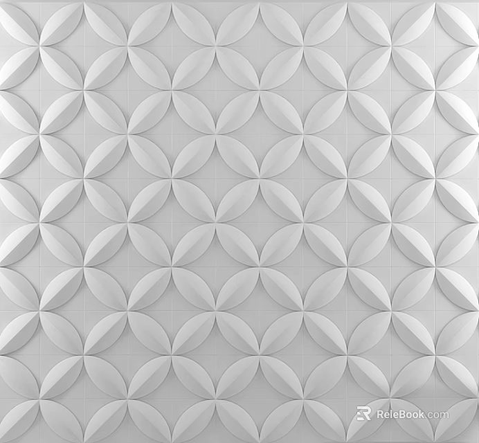 Modern White 3D Wall Decor With Circular Geometric Pattern Design Elements 3d model
