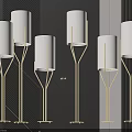 Elegant Modern Floor Lamps With White Shades And Golden Tripod Stands Design