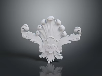 Elegant White Carved Furniture Ornament With Scrollwork And Leaf Design 3d model