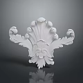Elegant White Carved Furniture Ornament With Scrollwork And Leaf Design