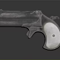 Vintage Metallic Revolver with Light Colored Grip and Classic Design on Dark Reflective Surface
