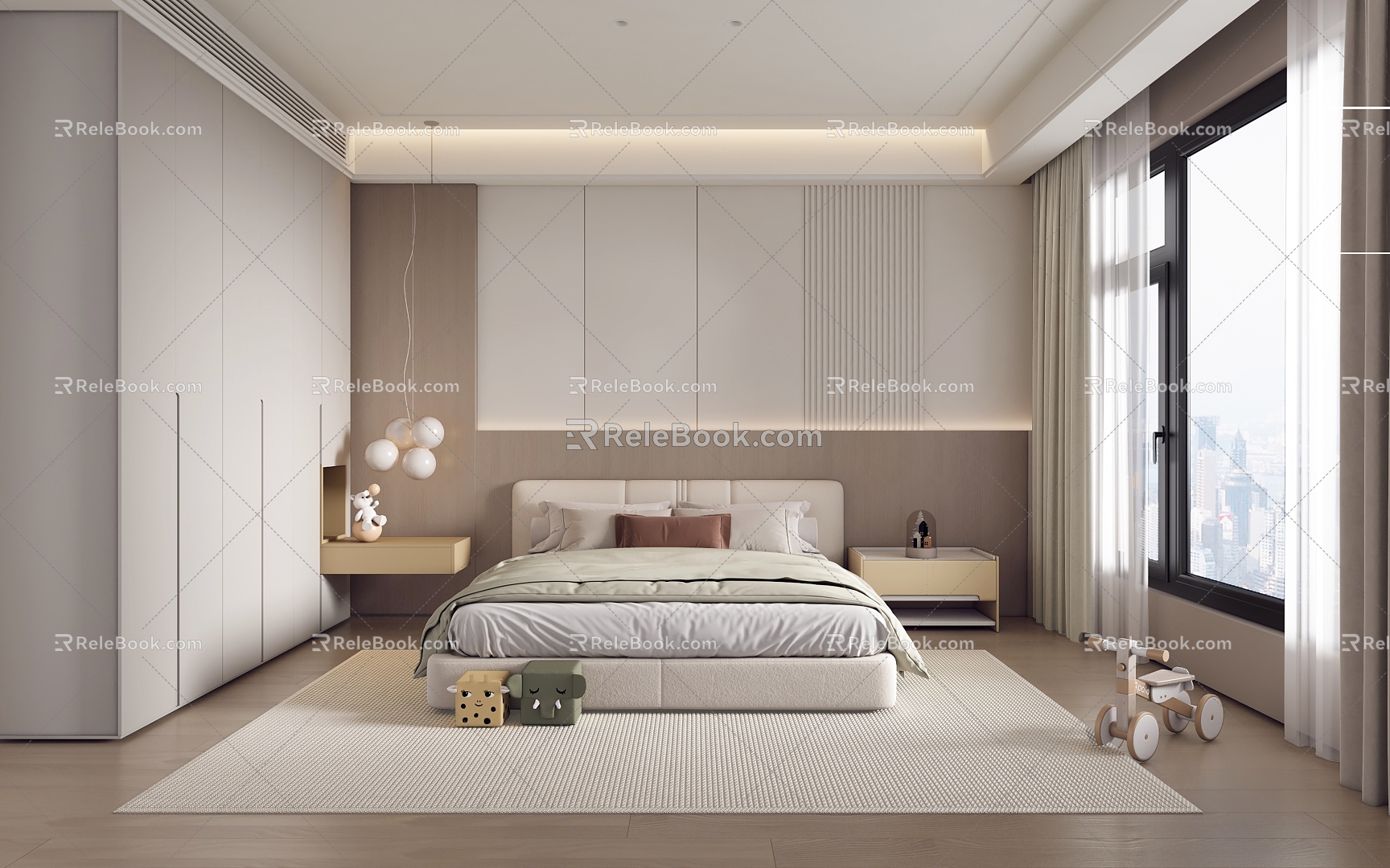 Modern Cream Style Children's Room 3d model