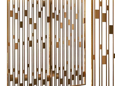 Modern Golden Metal Strip Wall Decor With Vertical Horizontal Stripes And Geometric Patterns 3d model