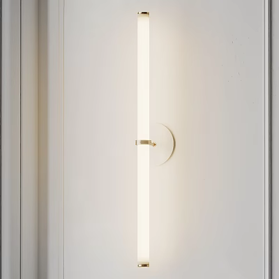 Modern Sleek Wall Lamp With Minimalist Design Gold Metal Accent And Warm White Lighting 3d model