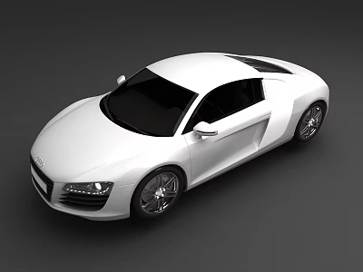 White Audi R8 Sports Car With Sleek Design Black Windows And Alloy Wheels 3d model