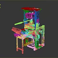 Ancient Wooden Printing Press Equipment With Mechanical Lever And Platform