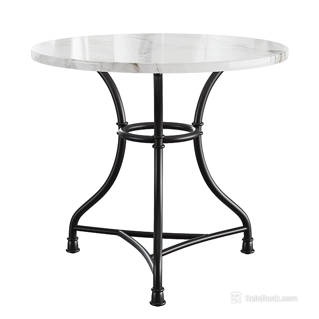 Modern Functional Table With White Marble Top And Black Metal Frame 3d model