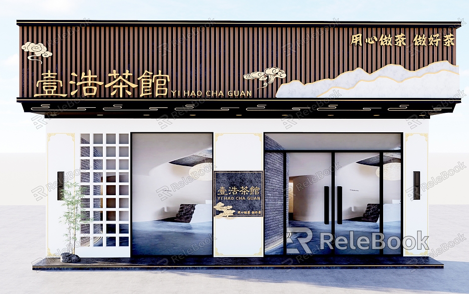 New Chinese-style door commercial storefront model