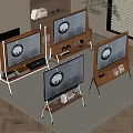 Modern Television Sets With Wooden Stands And Metal Legs In Living Room Interior