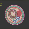 Decorative Clock with Roman Numerals Turquoise Pink Beige Circular Design and Gears