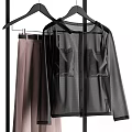 Chic Clothes On Hanger With Black Jacket Pink Dress Skirt And Black Coat