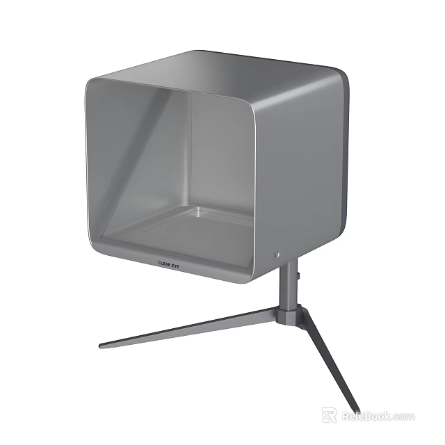 Silver Cube Shaped Object With Stable Tripod Base And Modern Design 3d model 