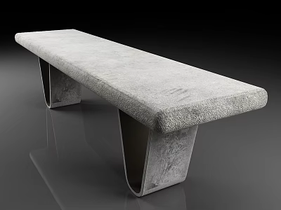 Modern Outdoor Concrete Bench With Textured Surface And Geometric Legs For Garden Patio 3d model