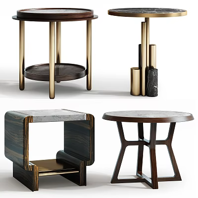 Elegant Modern Side Table Designs With Marble Top And Metal Legs 3d model
