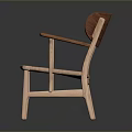 Stylish Wooden Chair With Oval Backrest And Woven Seat And Armrests For Modern Living Room