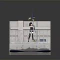 Game Movie Character Fishing On Railing With Two Fish On Hook And Background Boxes