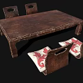Traditional Chinese Style Dining Chairs With Carved Details And Red White Patterned Cushions