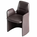 Two Dark Brown Leather Dining Chairs With Modern Sleek Armrest Design 3d model