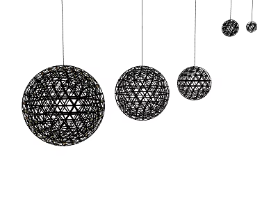 Hanging Spherical Hollow Chandeliers With Geometric Weave Design In Different Sizes 3d model